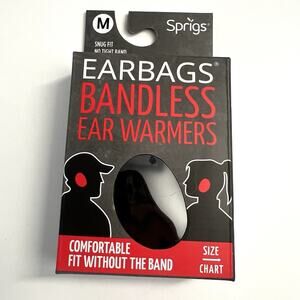 NEW Sprigs Earbags Bandless Ear Warmers Thinsulate Solid Black Adult Medium